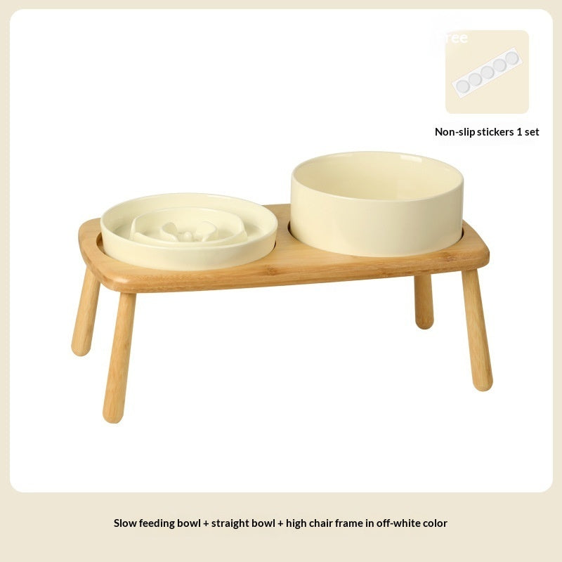 Ceramic Slow Feeding Pet Bowl Anti-Choking Tip-Proof Design