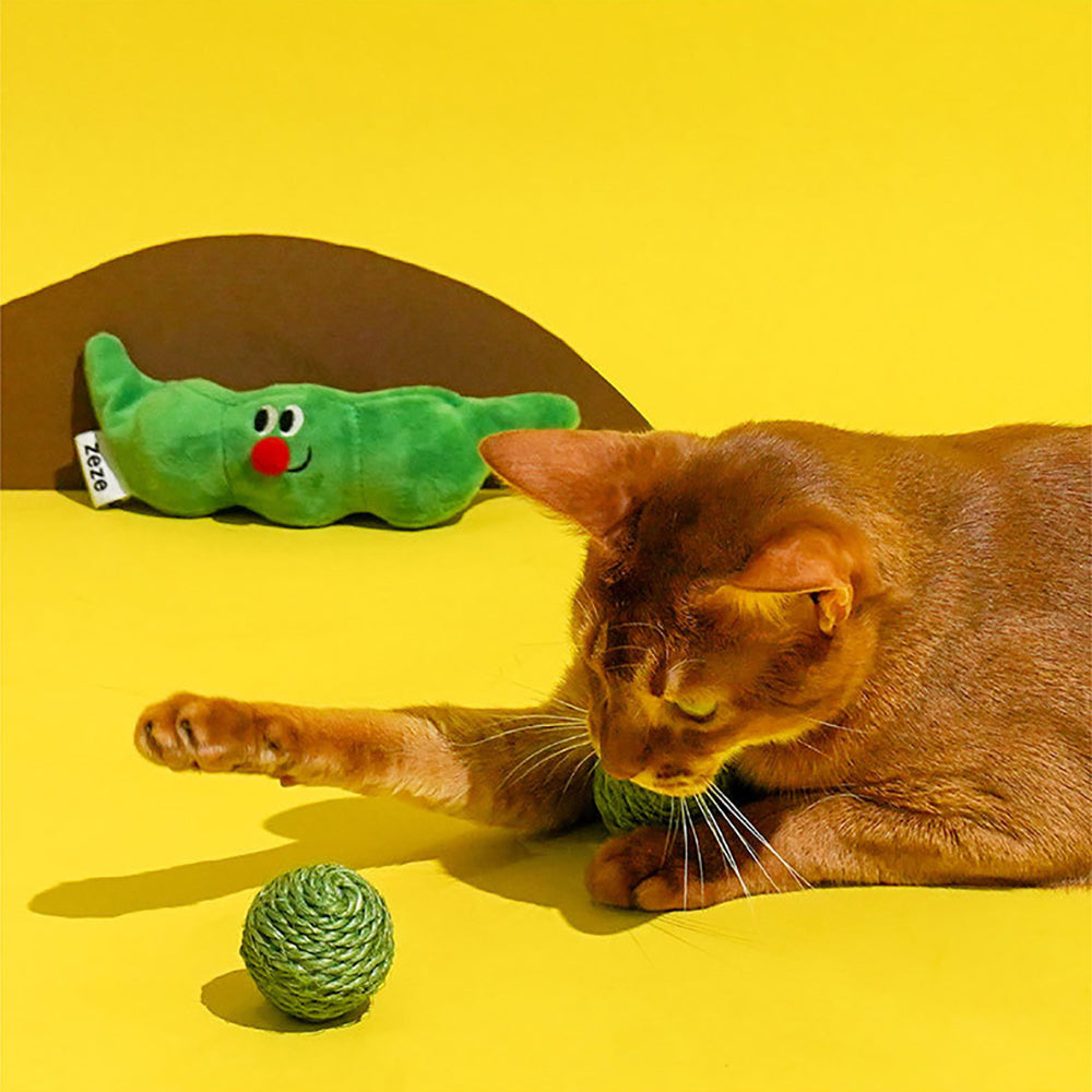 Pet Interactive Sisal Rope Chew Ball Toy Set With Sound