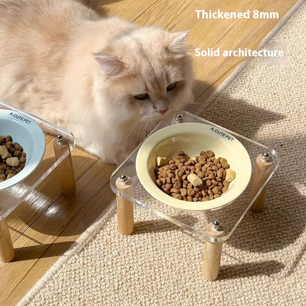 Anti-Tumble Elevated Pet Food And Water Bowl Double Holder Ceramic Stand