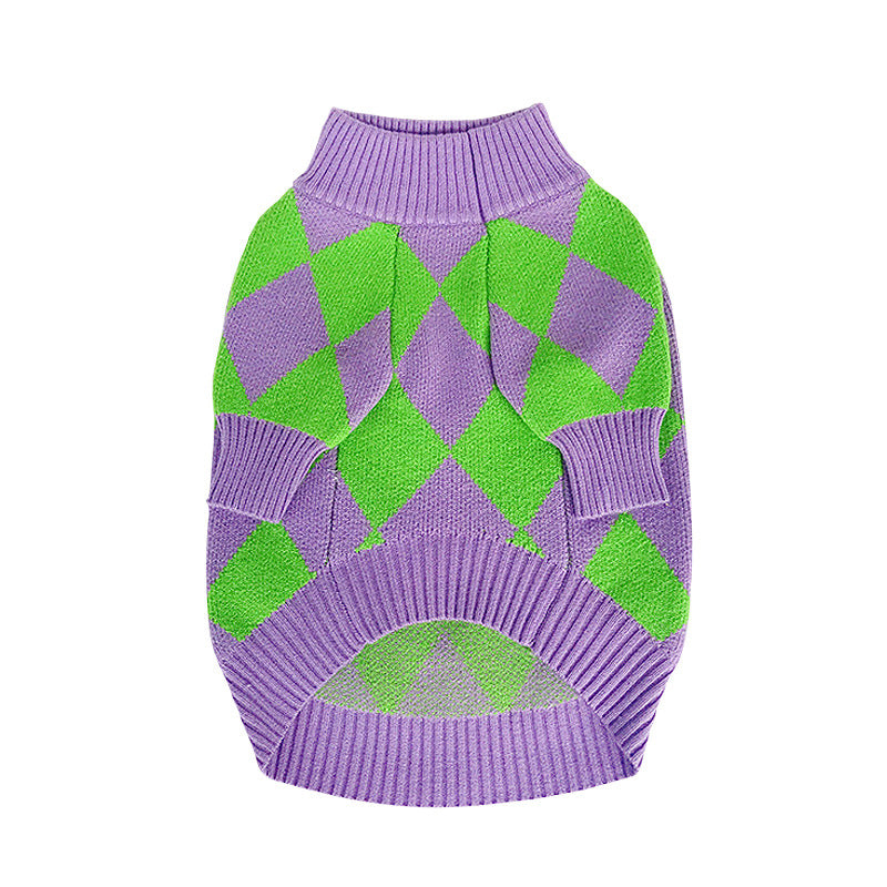 Trendy Plaid Pet Sweater Clothing Outfit