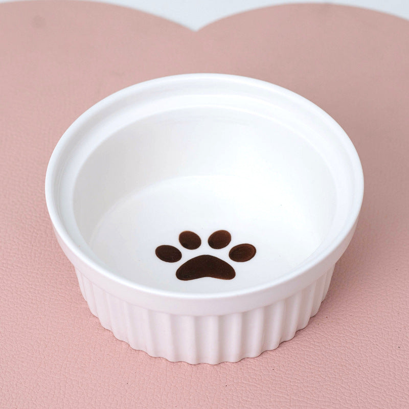 Ceramic Double Pet Bowl Elevated Diagonal Feeding Stand