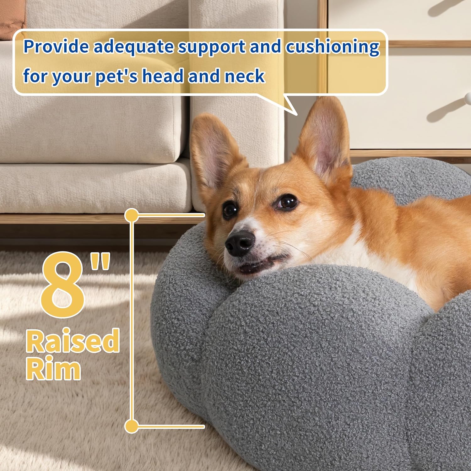 Pet Calming Fluffy Donut Plush Round Cuddler Bed