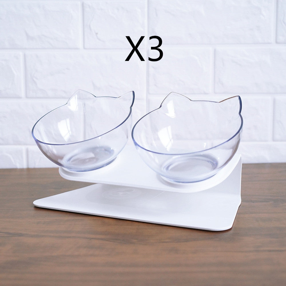 Non-Slip Double Pet Bowl Raised Stand Transparent Feeder