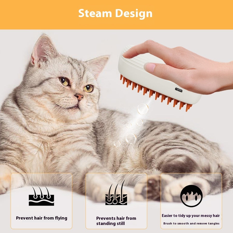 USB Rechargeable Pet Steam Brush Spray Massage Comb Grooming Tool