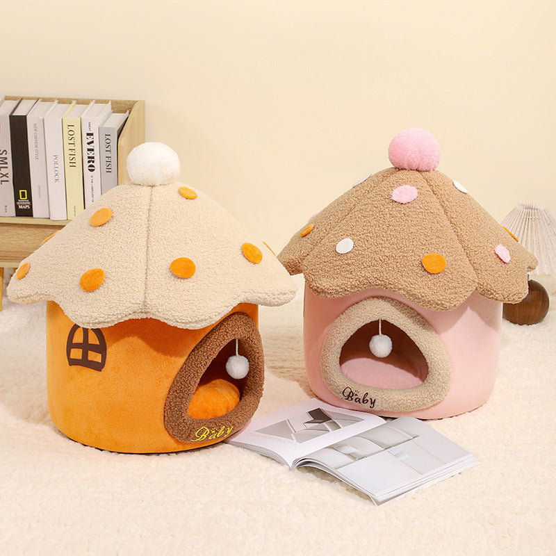 Pet Removable Mushroom Style Cozy Nest House