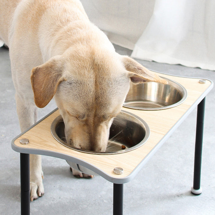 Adjustable Height Pet Food Bowl Stand Rack