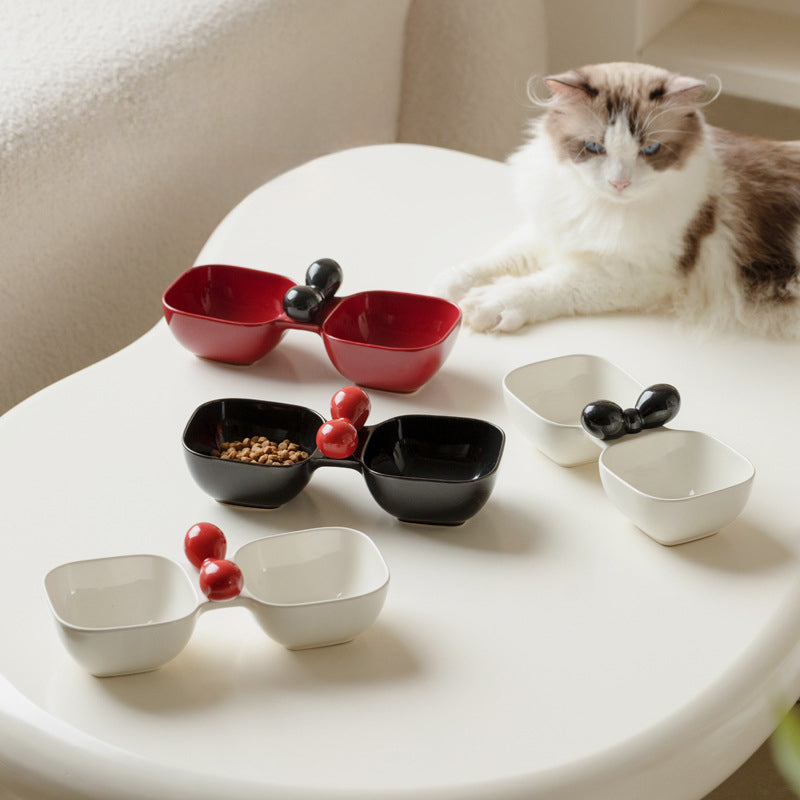 Ceramic Pet Feeding And Drinking Double Bowl Set