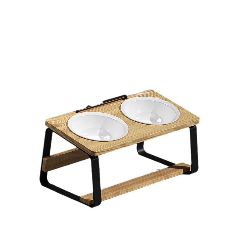 Ceramic Double Pet Feeding And Water Bowl Raised Stand