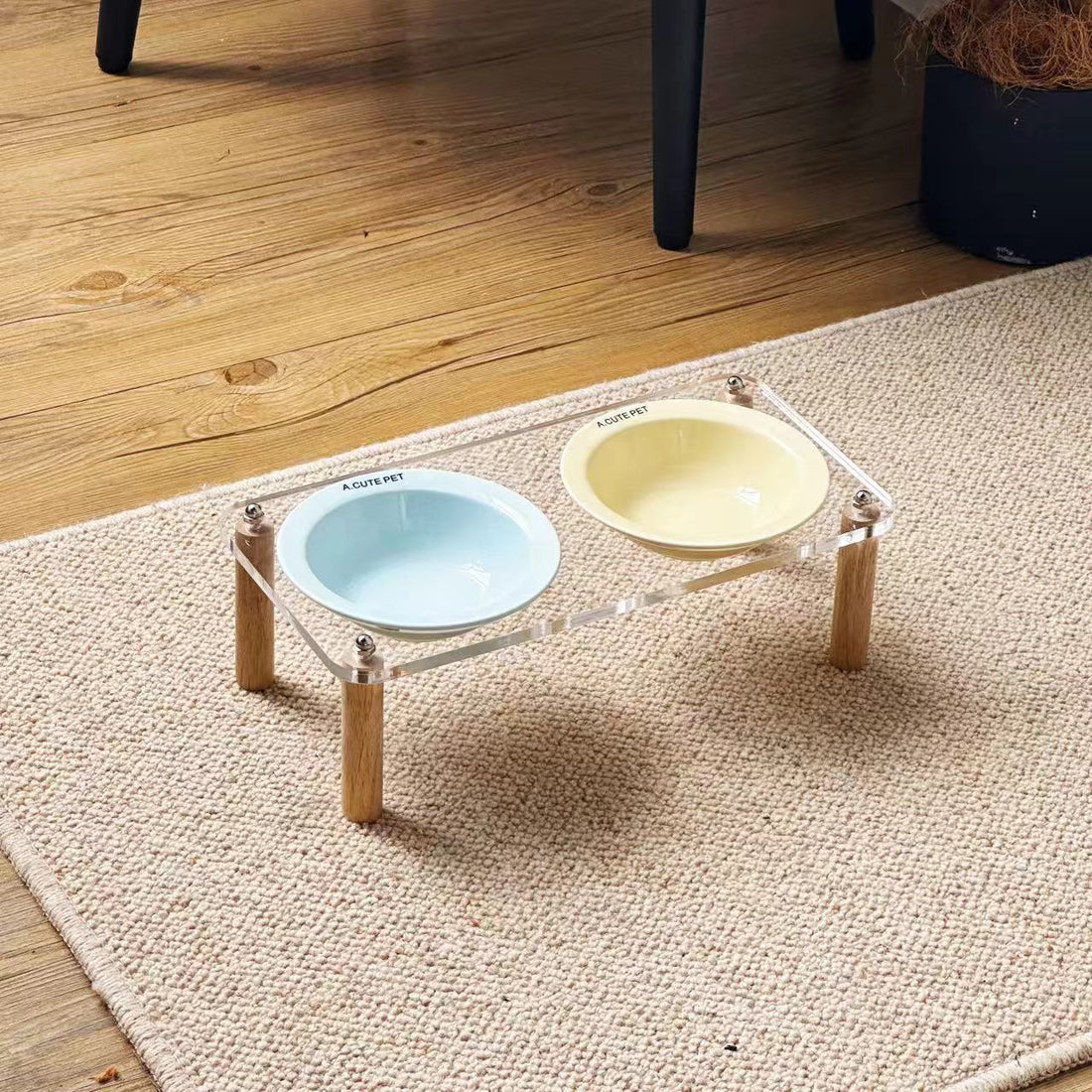 Anti-Tumble Elevated Pet Food And Water Bowl Double Holder Ceramic Stand