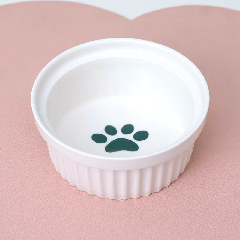 Ceramic Double Pet Bowl Elevated Diagonal Feeding Stand