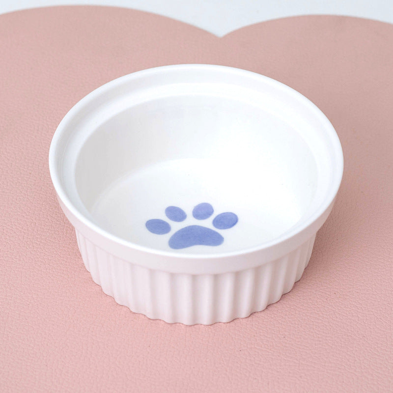 Ceramic Double Pet Bowl Elevated Diagonal Feeding Stand