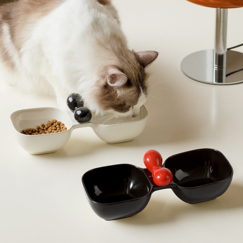 Ceramic Pet Feeding And Drinking Double Bowl Set