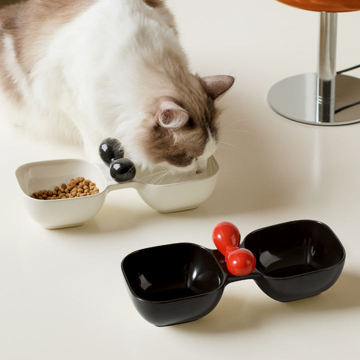 Ceramic Pet Feeding And Drinking Double Bowl Set